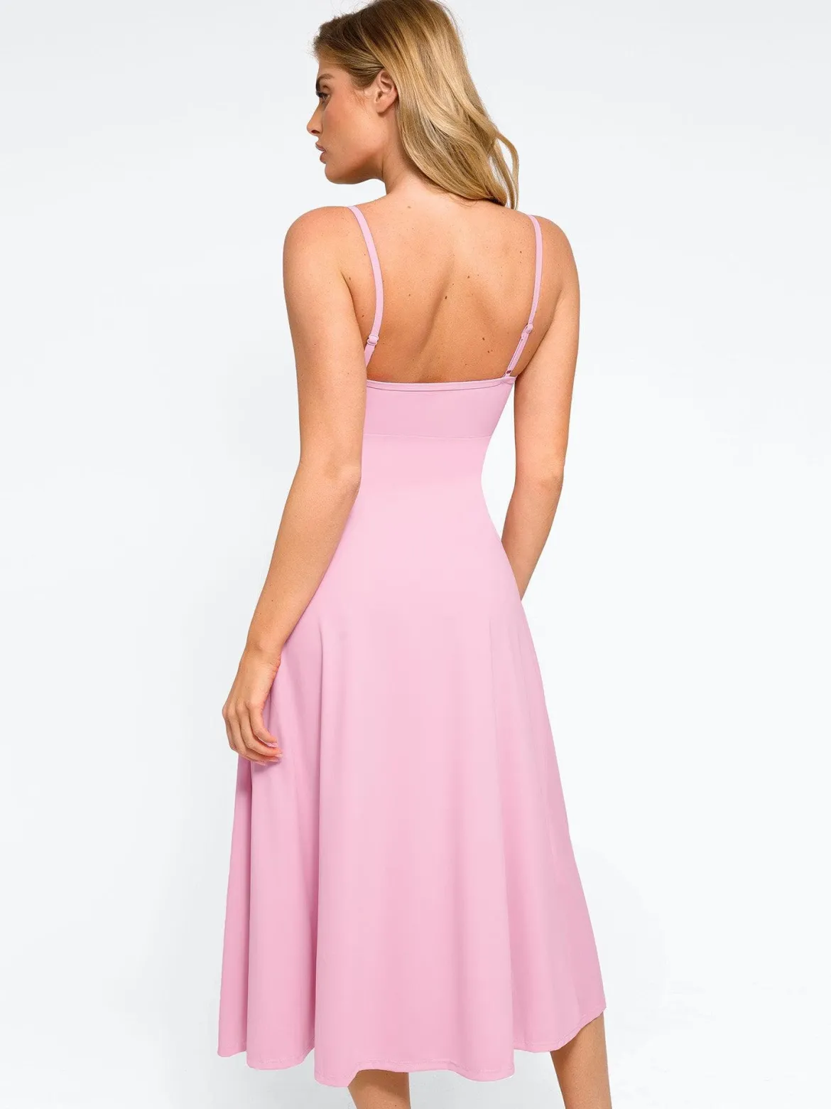 Shapewear Built-In Sculpting A-Line Midi Slip Dress