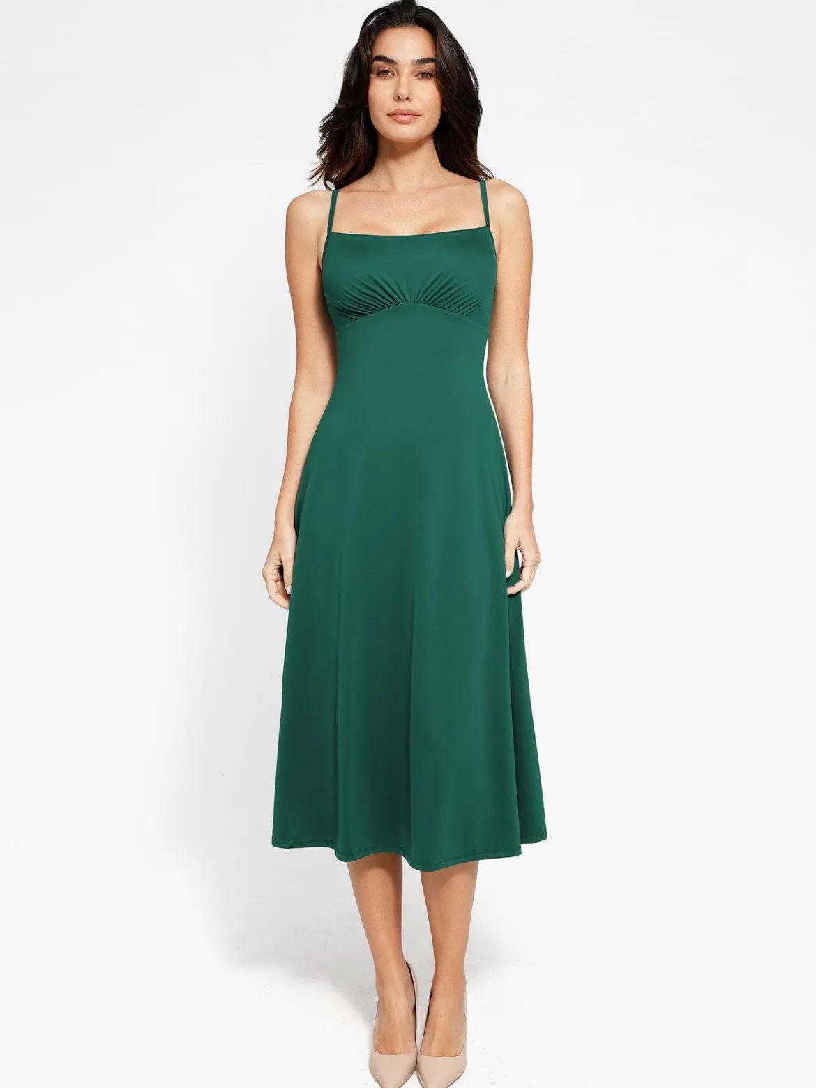 Shapewear Built-In Sculpting A-Line Midi Slip Dress