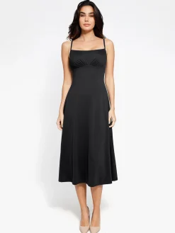 Shapewear Built-In Sculpting A-Line Midi Slip Dress