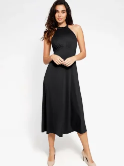 Shapewear Built-In Tummy Control A-Line Midi Dresses