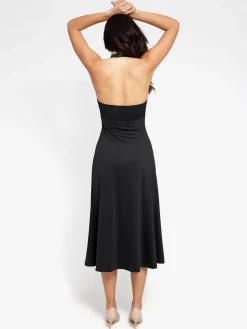 Shapewear Built-In Tummy Control A-Line Midi Dresses