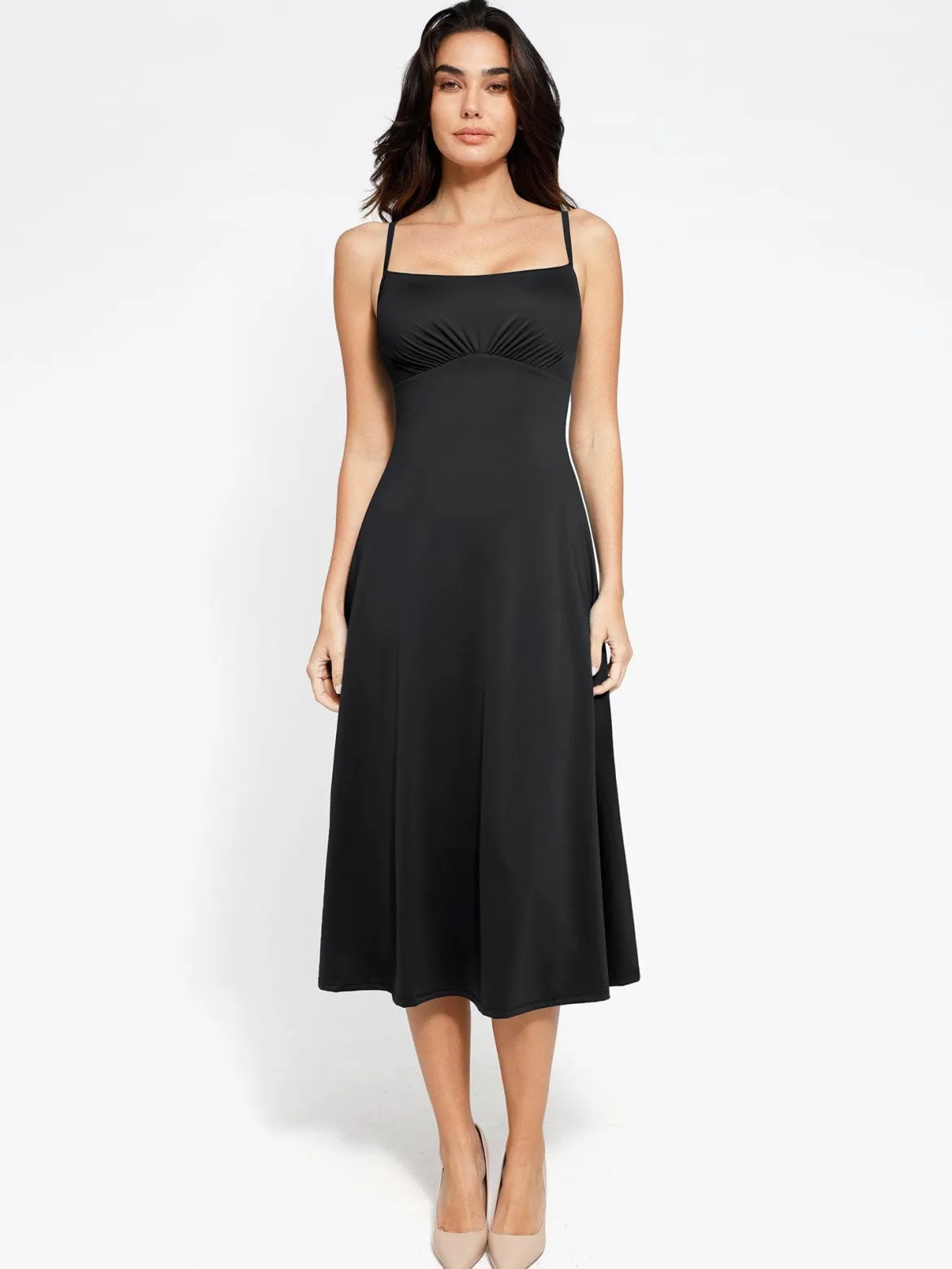 Shapewear Built-In Tummy Control A-Line Midi Dresses