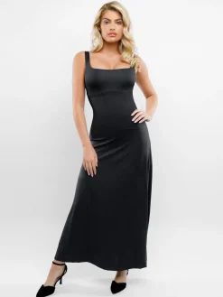 Shapewear Built-In Tummy Control A-Line Midi Dresses