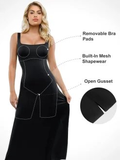 Shapewear Built-In Tummy Control A-Line Midi Dresses
