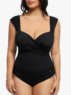Shapewear Cap Sleeve Bodysuit Lace Fishtail Coverup Skirt Set