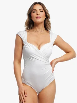 Shapewear Cap Sleeve Bodysuit Lace Fishtail Coverup Skirt Set