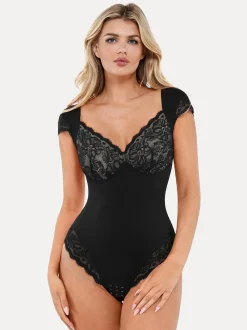 Shapewear Cap Sleeve Slimming Lace Cup Bodysuit