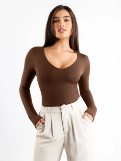 Shapewear CloudSense Long Sleeve V-Neck Sculpting Bodysuit