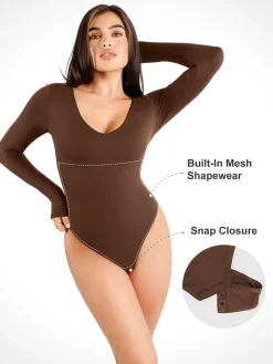 Shapewear CloudSense Long Sleeve V-Neck Sculpting Bodysuit