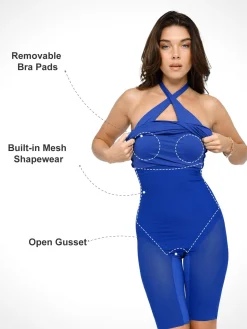 Shapewear Convertible Backless Halter Sculpting Midi Dress