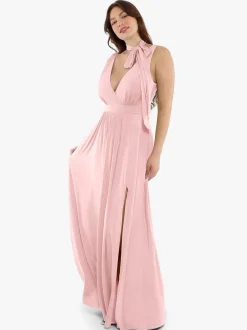 Shapewear Deep V-Neck Front Slit Goddess Maxi Dress