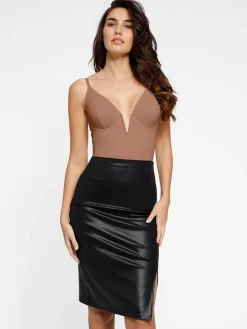 Shapewear Deep V-Neck Low Back Sculpting Thong Bodysuit