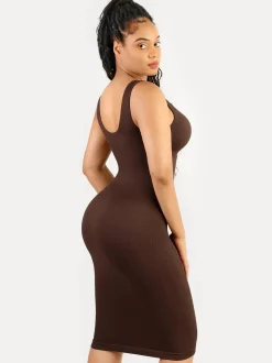 Shapewear Deep V-Neck Tummy Control Midi Dress