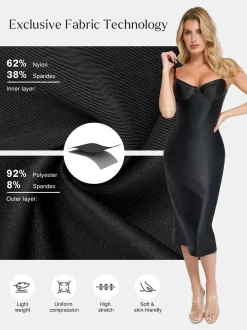 Shapewear Faux Leather Hourglass Corset Midi Dress