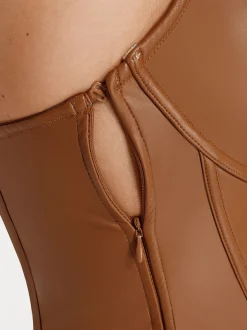 Shapewear Faux Leather Hourglass Cutout Corset Bodysuit