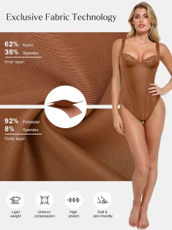 Shapewear Faux Leather Lace Balconette Sculpting Bodysuit