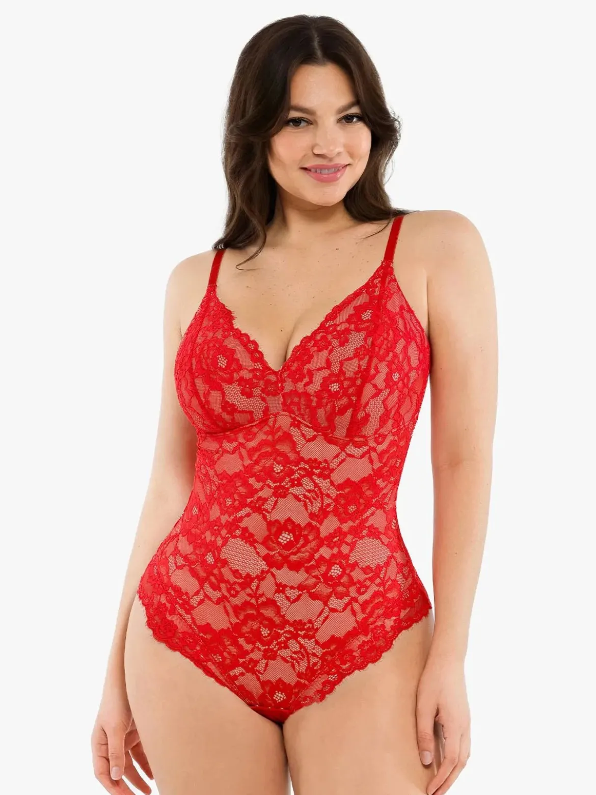 Shapewear Firm Control Smoothing Full Lace Thong Bodysuit