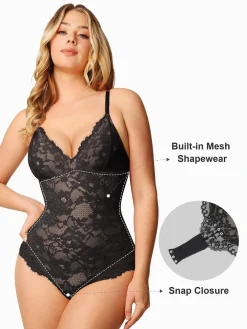 Shapewear Firm Control Smoothing Full Lace Thong Bodysuit