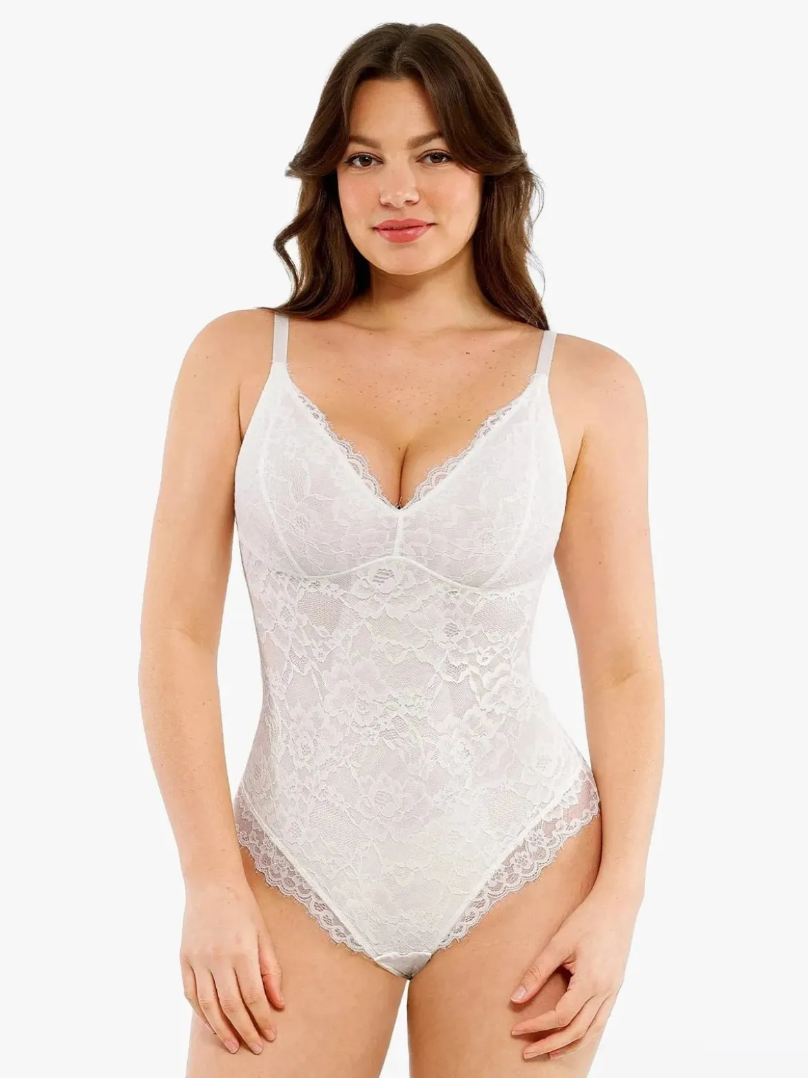 Shapewear Firm Control Smoothing Full Lace Thong Bodysuit