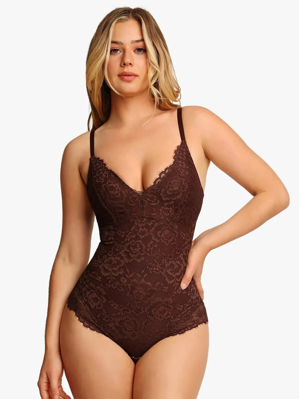 Shapewear Firm Control Smoothing Full Lace Thong Bodysuit