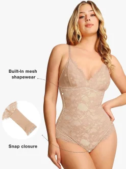 Shapewear Firm Control Smoothing Full Lace Thong Bodysuit