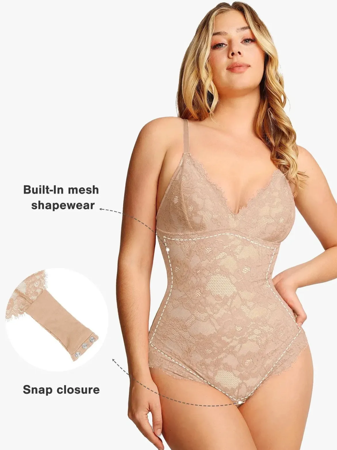 Shapewear Firm Control Smoothing Full Lace Thong Bodysuit