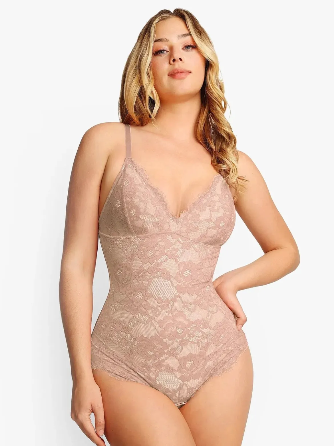 Shapewear Firm Control Smoothing Full Lace Thong Bodysuit