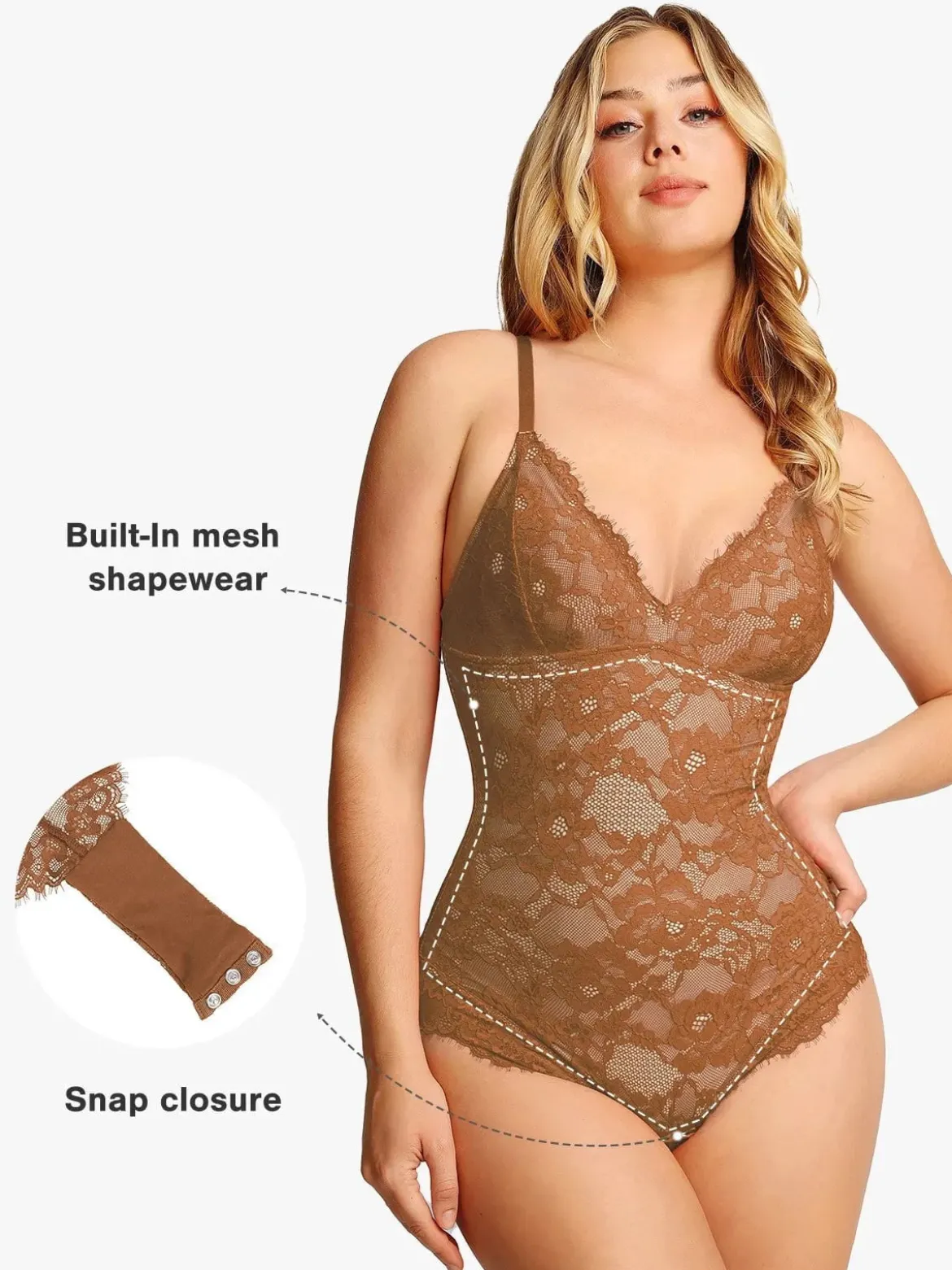 Shapewear Firm Control Smoothing Full Lace Thong Bodysuit