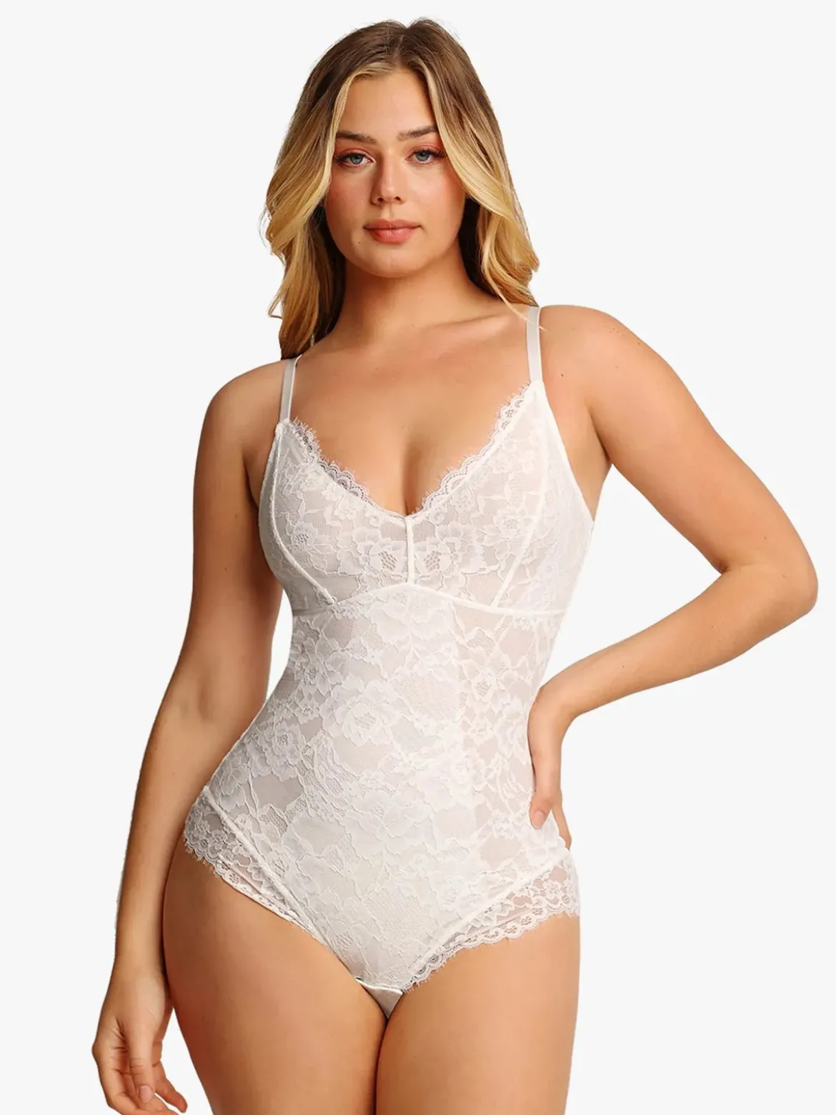 Shapewear Firm Control Smoothing Full Lace Thong Bodysuit
