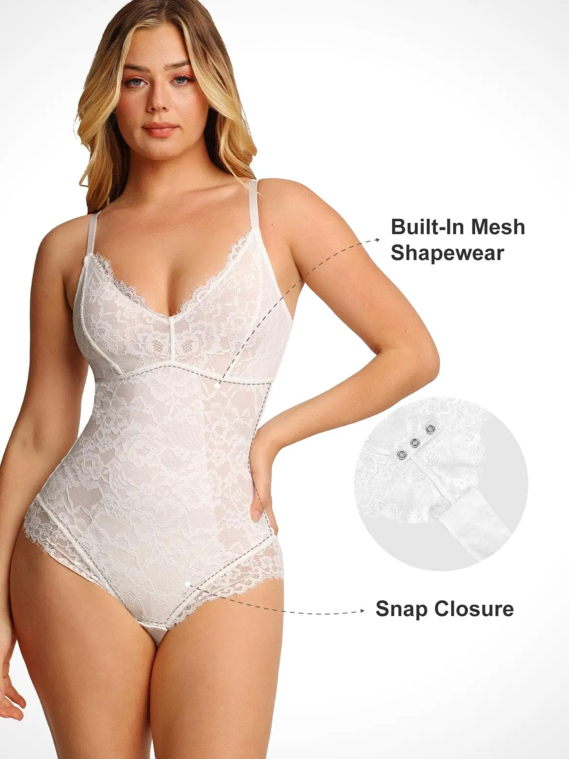 Shapewear Firm Control Smoothing Full Lace Thong Bodysuit