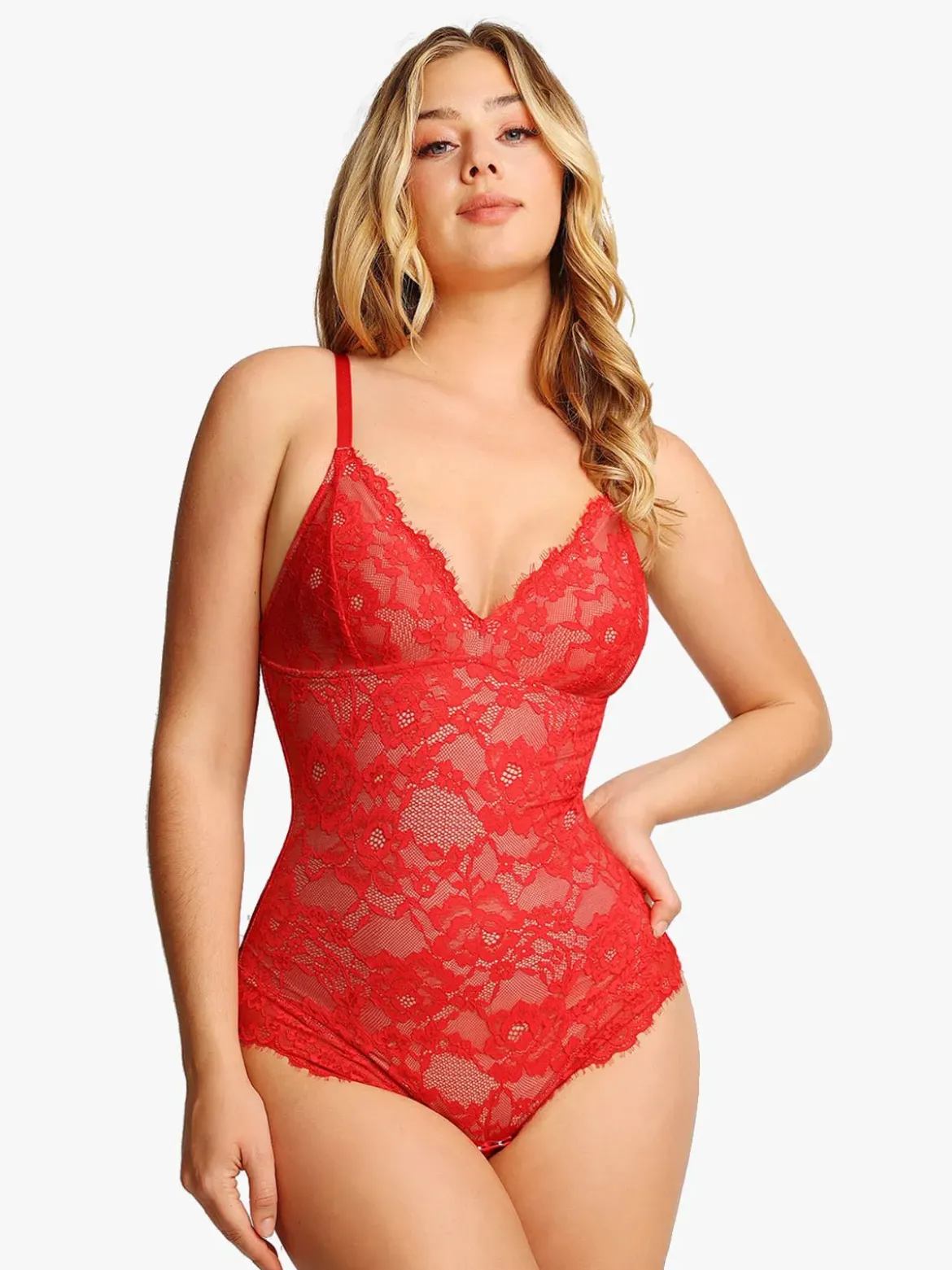 Shapewear Firm Control Smoothing Full Lace Thong Bodysuit