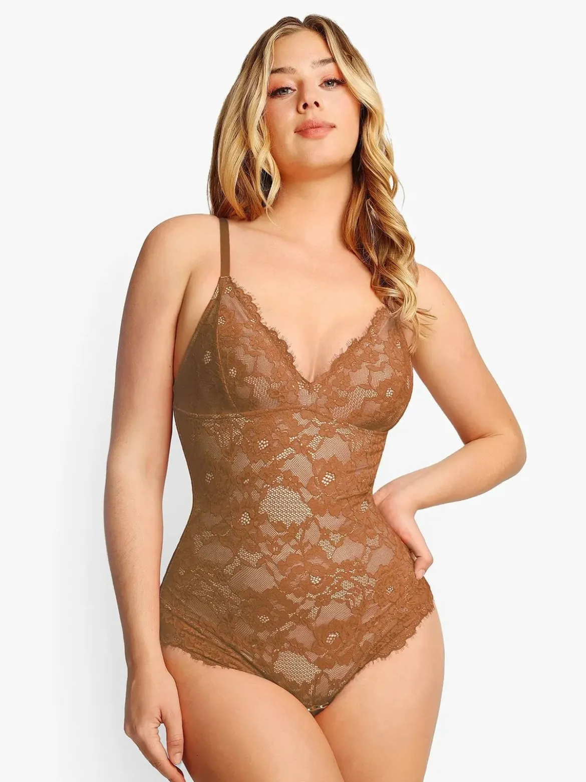 Shapewear Firm Control Smoothing Full Lace Thong Bodysuit