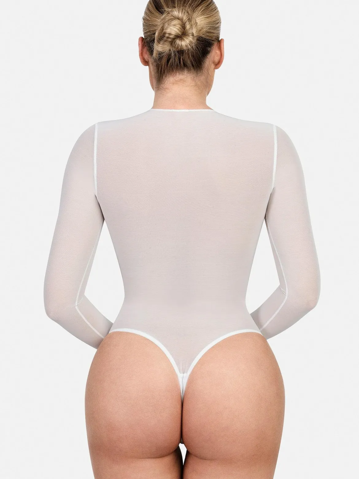 Shapewear Illusion Mesh Long Sleeve Tummy Control Bodysuit