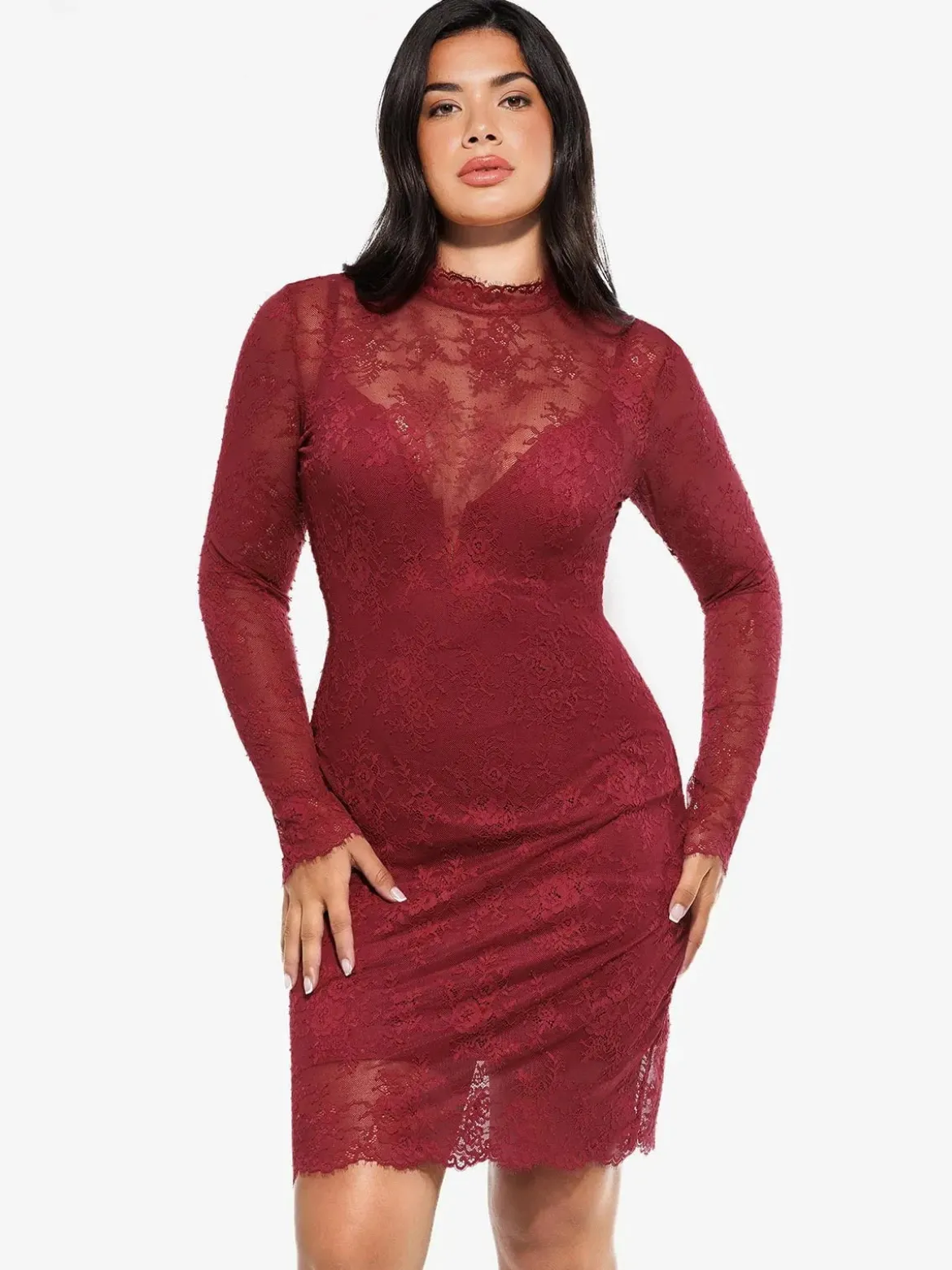 Shapewear 2-in-1 Lace Overlay Sculpting Dress