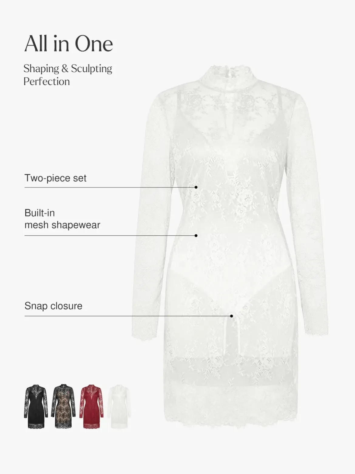 Shapewear 2-in-1 Lace Overlay Sculpting Dress