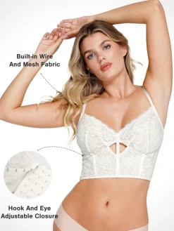 Shapewear Lace Corset Top Split Skirt Mesh Cover-Up Set