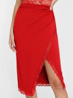 Shapewear Lace Corset Top Split Skirt Mesh Cover-Up Set
