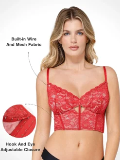 Shapewear Lace Corset Top Split Skirt Mesh Cover-Up Set
