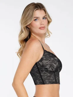 Shapewear Lace Corset Top Split Skirt Mesh Cover-Up Set