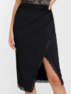 Shapewear Lace Corset Top Split Skirt Mesh Cover-Up Set