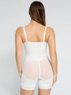 Shapewear Lace Deep-V Neck Bodysuits or Faux Leather Skirts