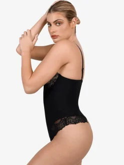 Shapewear Lace Deep V-Neck Sculpting Thong Bodysuit