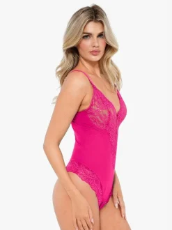 Shapewear Lace Deep V-Neck Sculpting Thong Bodysuit