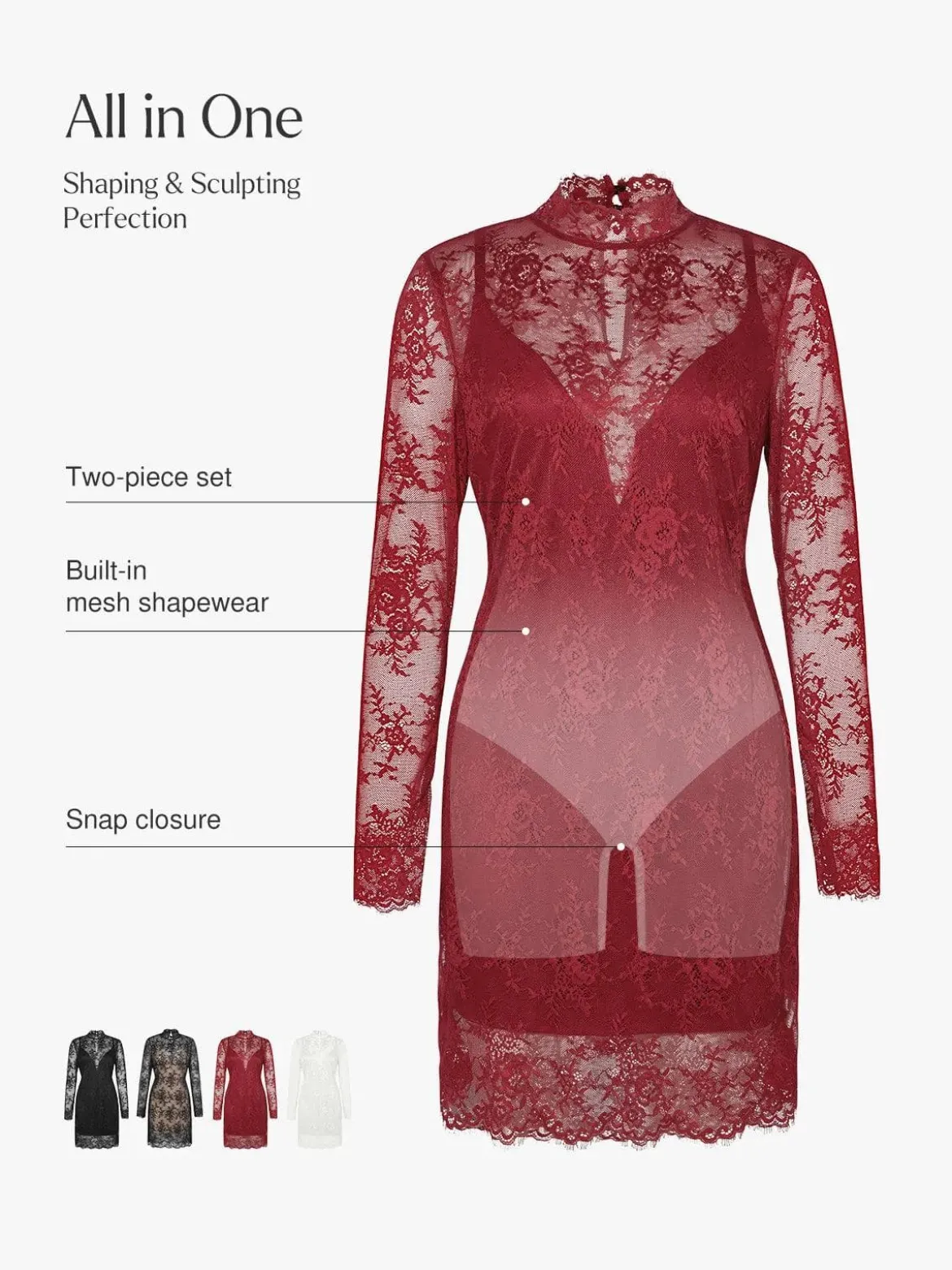Shapewear Lace Fantasy Mini & Maxi Sculpting Dress Set