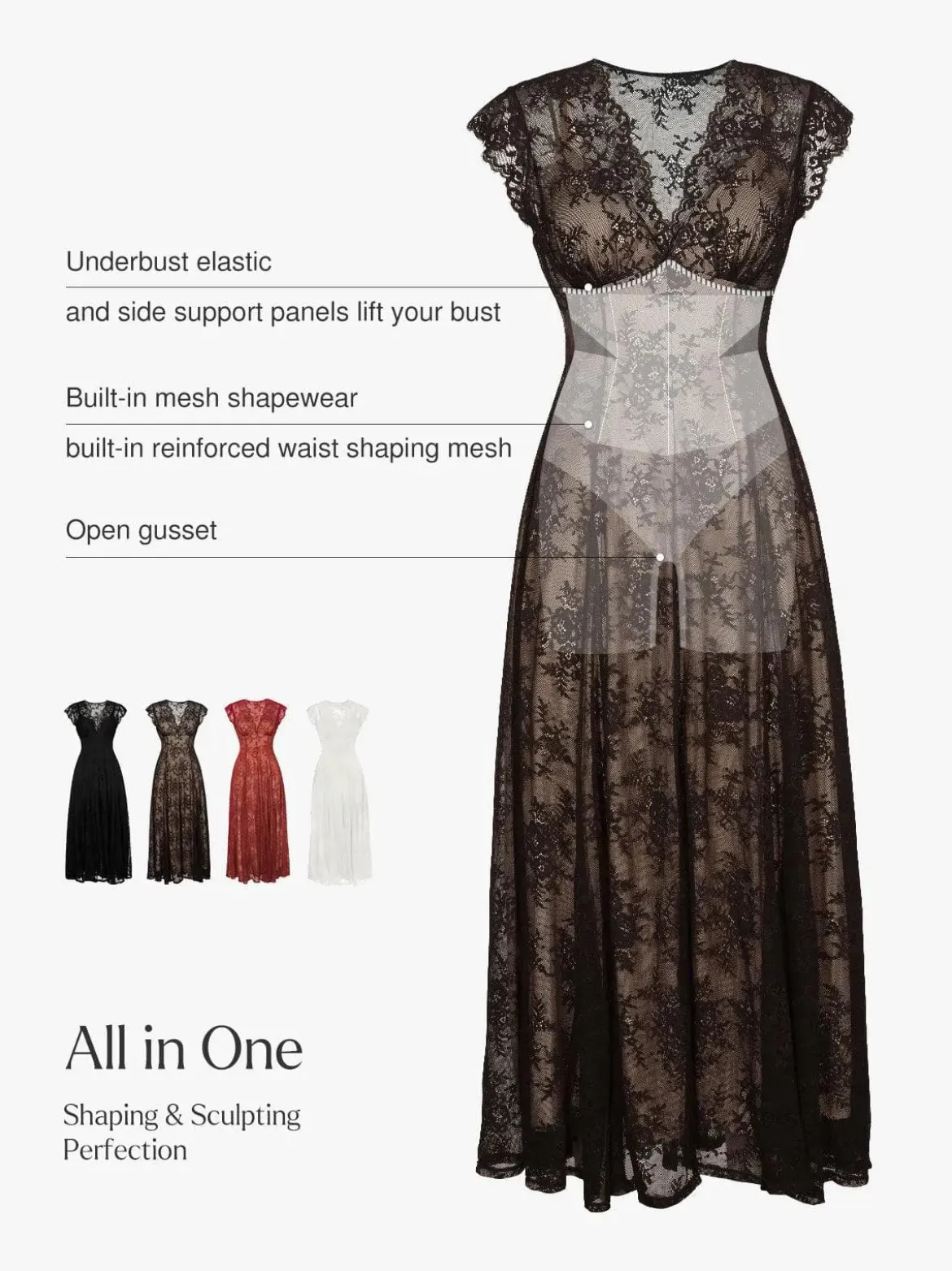 Shapewear Lace Fantasy Mini & Maxi Sculpting Dress Set