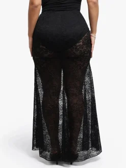 Shapewear Lace Fishtail Coverup Maxi Skirt