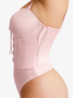 Shapewear Lace-Up Corset Bodysuit with Removable Straps
