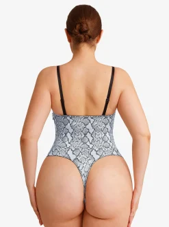 Shapewear Lace-Up Corset Bodysuit with Removable Straps