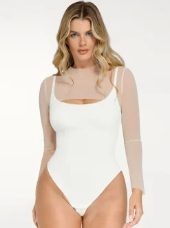 Shapewear Long Sleeve Mesh Shrug Sculpting Bodysuit Set