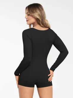 Shapewear Long Sleeve Sweetheart Neck Tummy Control Romper